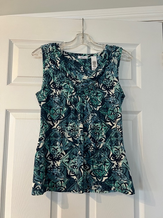 liz & co. Tops - 4/$20 Liz & co Teal and White Sleeveless Cowl Neck Tank